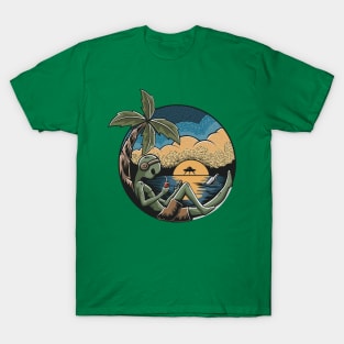 alien summertime relaxing beach T-Shirt